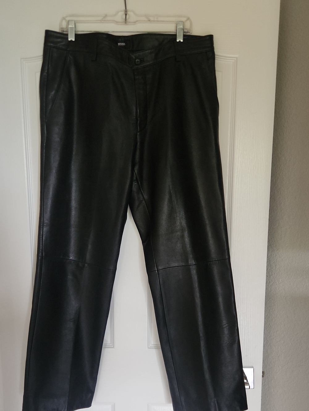 Hugo Boss Men's Black Leather Trousers